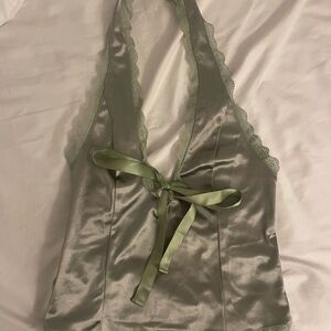 Kimchi Blue by Urban Outfitters Green Satin Halter Top